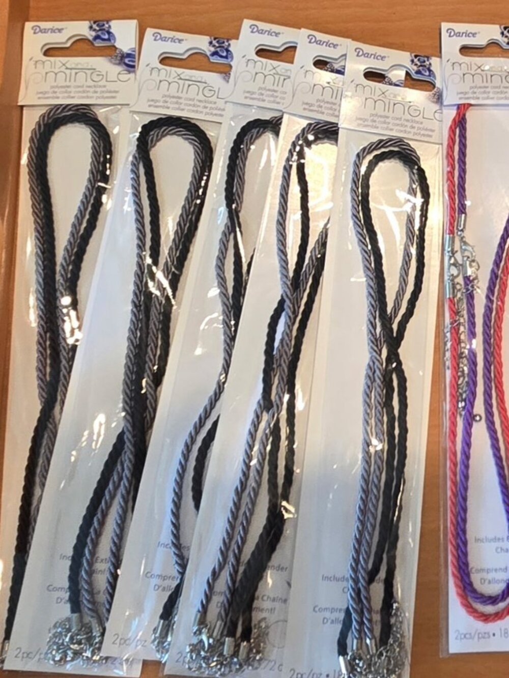Darice Mix & Mingle LOT of 12 2-pk NEW in PKG 18" Twisted Poly-cord MULTI-COLOR